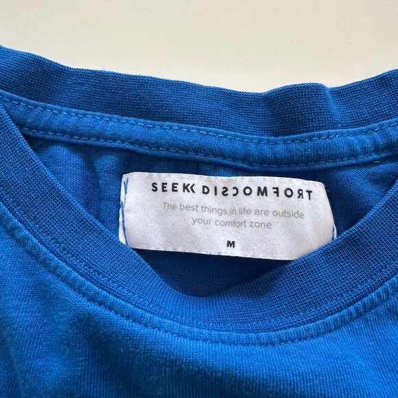 Seek Discomfort Medium Blue Vintage T Shirt Streetwear Skate Vintage Graphic - Picture 3 of 7